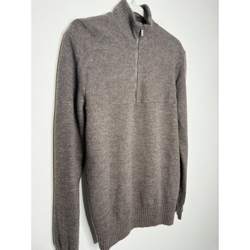 Smartwool 100% Merino Wool Quarter Zip Sweater Mens M Brown Outdoor Hiking